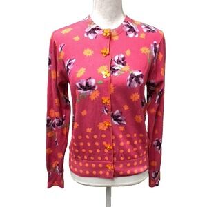 Muveil Cardigan Sweater Jumper Womens 40 Medium Pink Floral Artsy Coquette